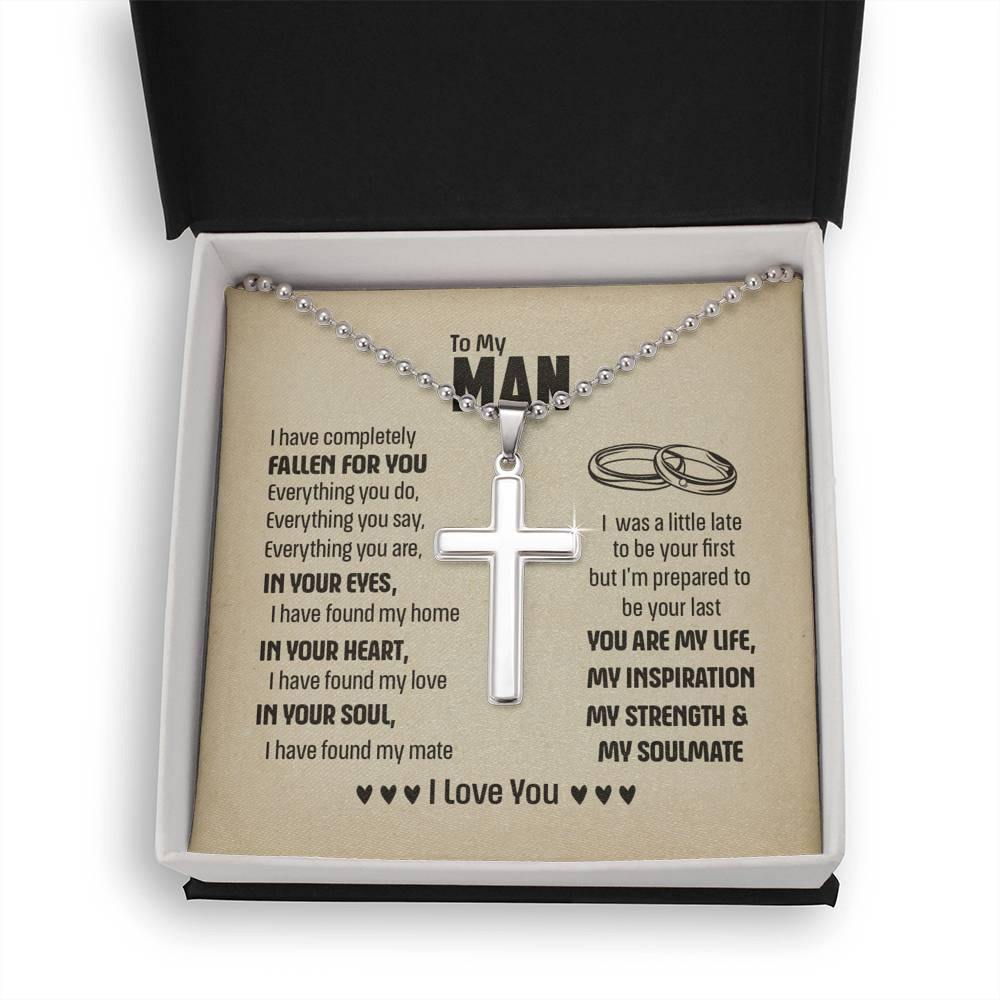 Cross Pendant Necklace, To My Man, Boyfriend Husband Gift, Christmas Gift