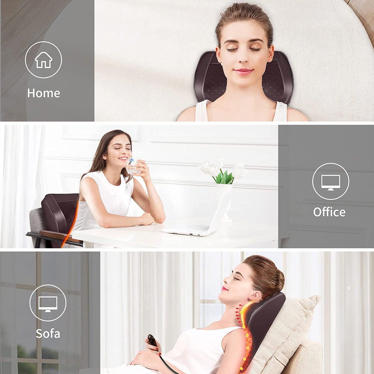 Boriwat Back Massager with Heat, Shiatsu Back and Neck Massager Pillow for Pain Relief, Massagers for Neck and Back, Shoulder, Leg, Perfect Gift for Mom and Dad, Stress Relax at Home Office and Car