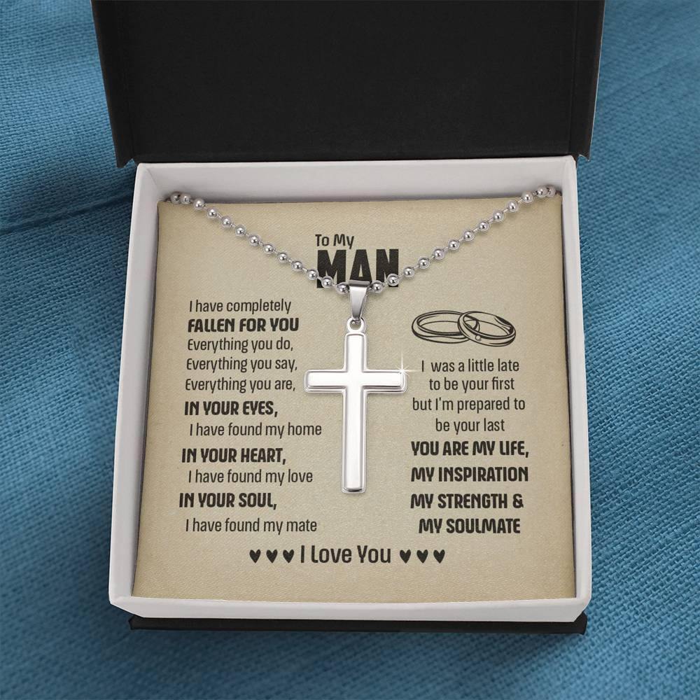 Cross Pendant Necklace, To My Man, Boyfriend Husband Gift, Christmas Gift