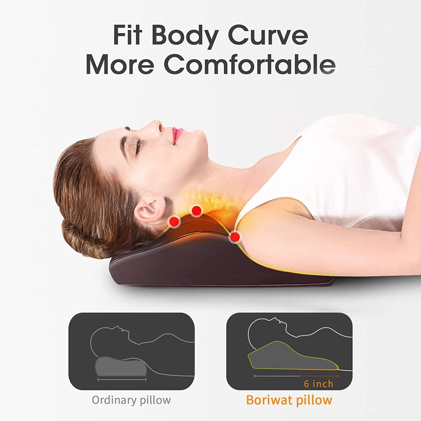 Boriwat Back Massager with Heat, Shiatsu Back and Neck Massager Pillow for Pain Relief, Massagers for Neck and Back, Shoulder, Leg, Perfect Gift for Mom and Dad, Stress Relax at Home Office and Car