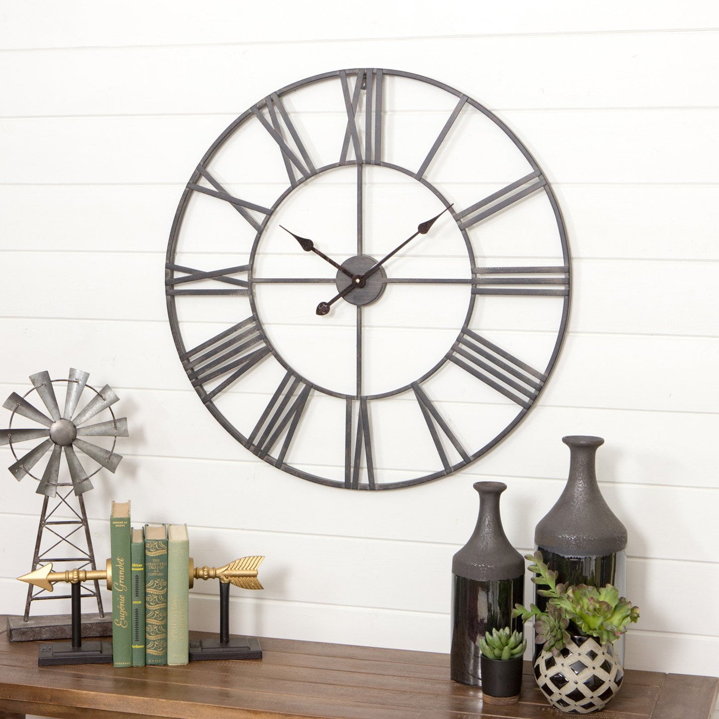 Solange Round Metal Wall Clock - 30" Gray