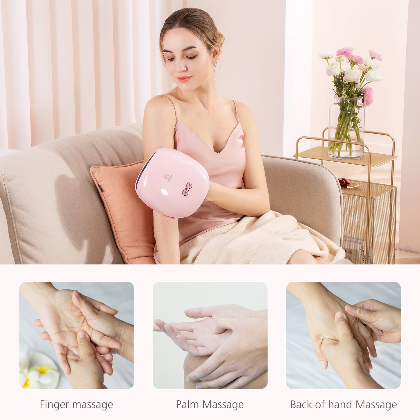 Comfier Hand Finger Massager with Heat Rechargeable Hand Massager Machine with 3 Levels Compression & Heating for Carpal Tunnel