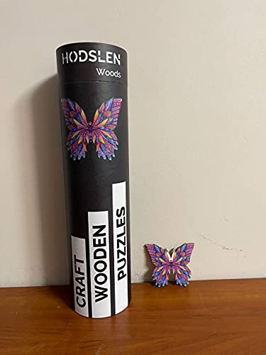 Hodslen Woods - Animal Wooden Jigsaw Puzzles for Kids (12+ Years) Adult, Teens, Family; Majestic Animal Shaped Natural Wood Puzzle, Medium Level,12.2x12.2 in. (31x31 cm),130 pcs, L - Size – Butterfly