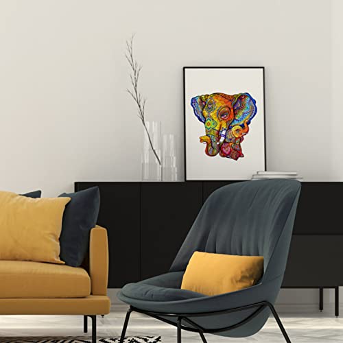 KAAYEE Wooden Jigsaw Puzzles-Wooden Puzzle Adult Unique Shape Advanced Elephant Puzzle Maternal Love Wooden Jigsaw Puzzle for Adult,Best Gift for Adults and Kids,Family Puzzles(S-10X9.8in-120pcs)