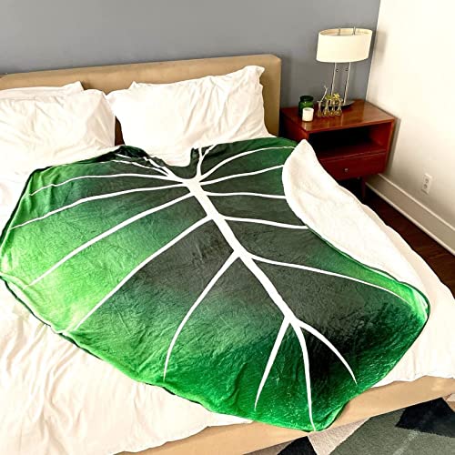 Key Chen Leaf Shaped Blanket Leaf Blanket Shape Flannel Thin Blanket for Adults and Children Plant Lovers, 59in*82in