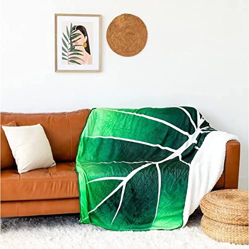 Key Chen Leaf Shaped Blanket Leaf Blanket Shape Flannel Thin Blanket for Adults and Children Plant Lovers, 59in*82in