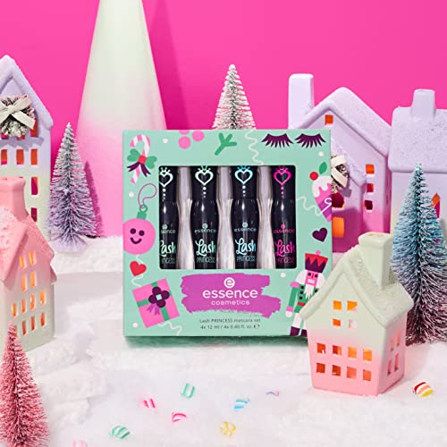essence | Lash Princess Mascara Holiday Gift Set | 4 Mascaras in 1 Set | False Lash Effect, Waterproof, Curl & Volume | Holiday Gift for Beauty Lovers | Vegan & Cruelty Free