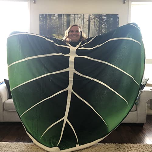 Key Chen Leaf Shaped Blanket Leaf Blanket Shape Flannel Thin Blanket for Adults and Children Plant Lovers, 59in*82in