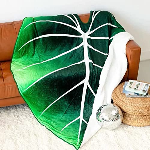 Key Chen Leaf Shaped Blanket Leaf Blanket Shape Flannel Thin Blanket for Adults and Children Plant Lovers, 59in*82in