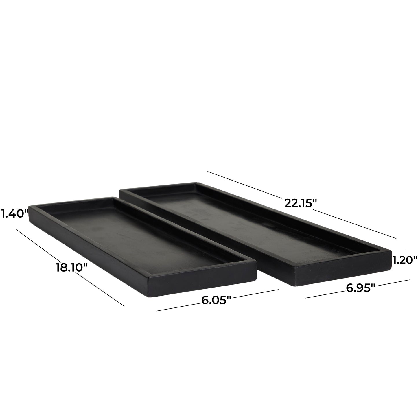 CosmoLiving by Cosmopolitan 7"W, 22"H Marble Modern Tray, Black, 2-Piece