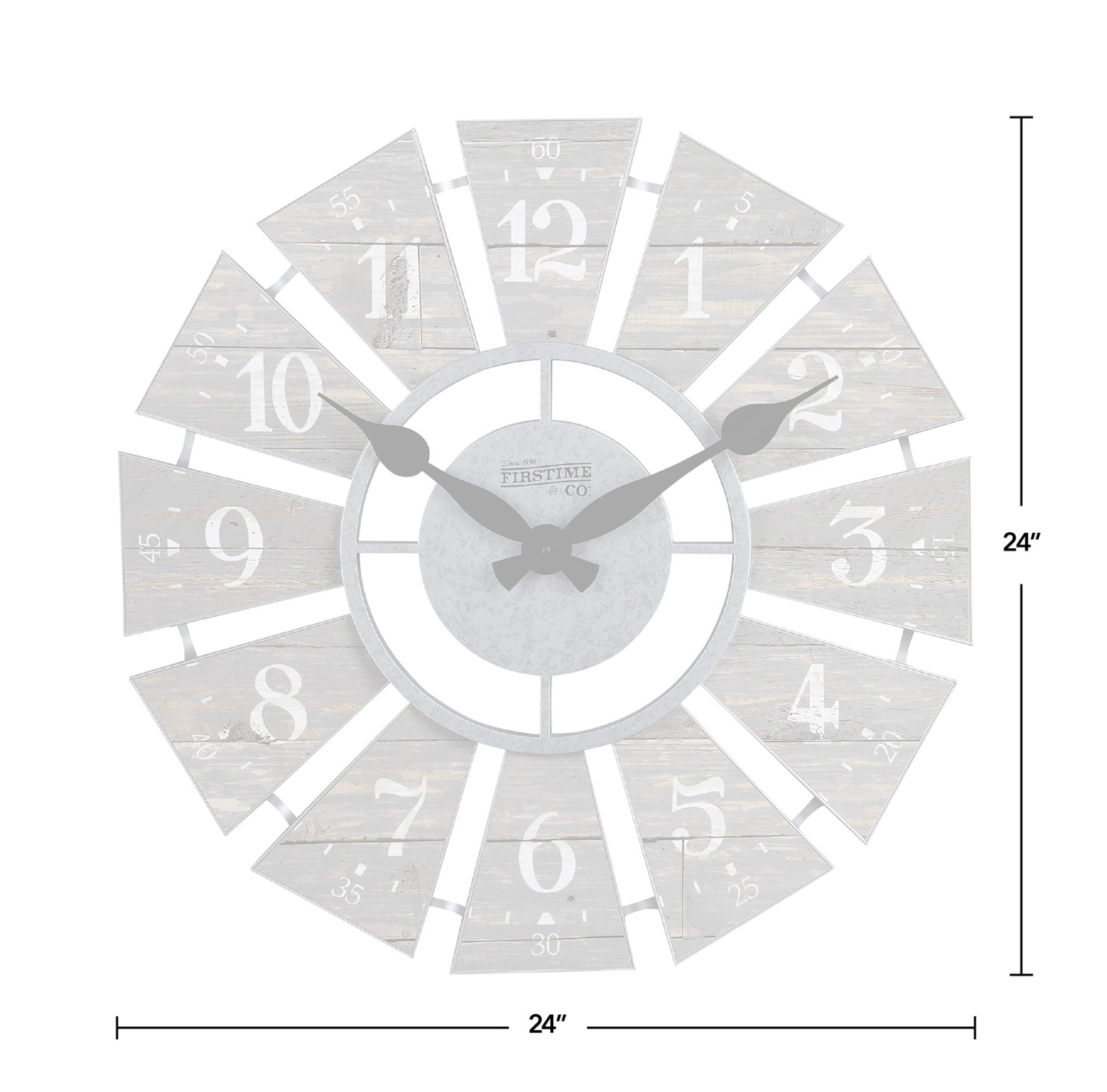 FirsTime & Co. Gray Numeral Windmill Wall Clock, Farmhouse, Analog, 24 x 2 x 24 in