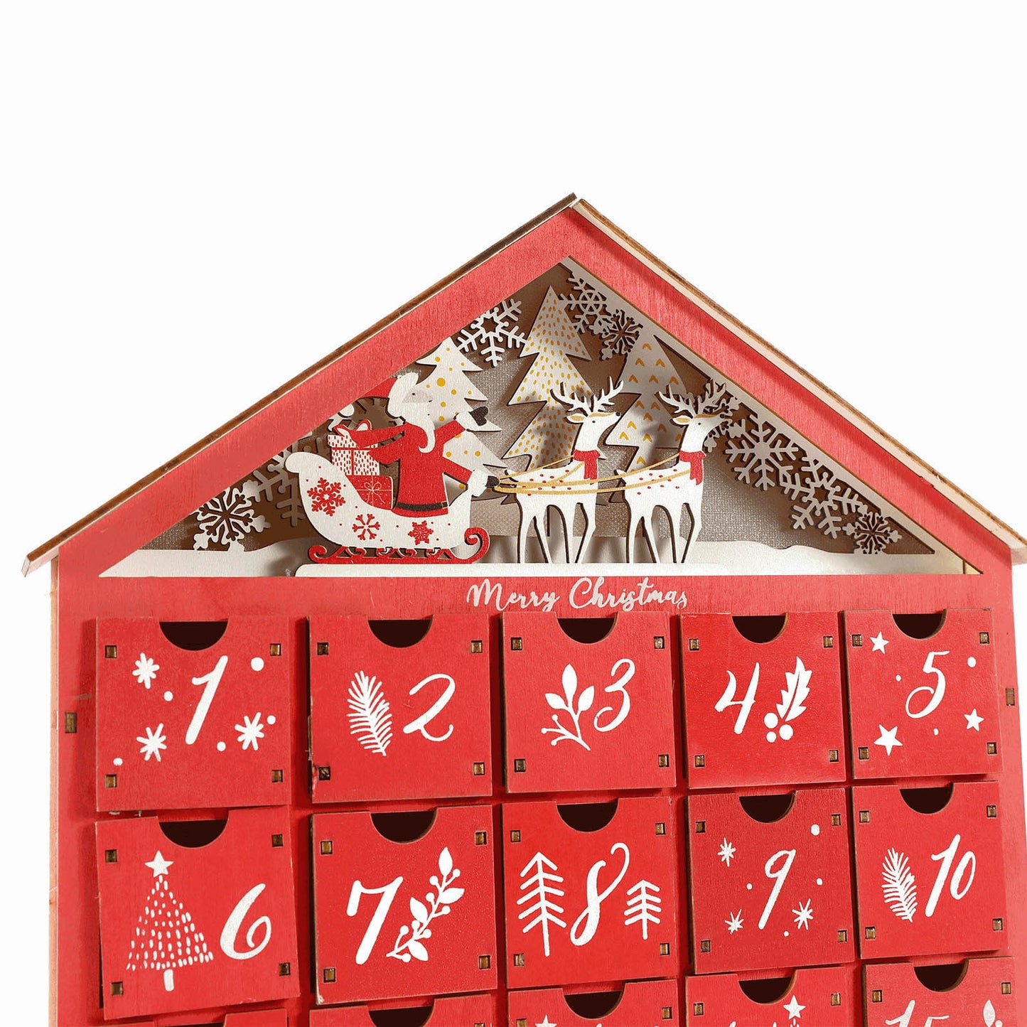 solacol Countdown To Christmas Advent Calendar Christmas Countdown Calendar Wooden 24 Drawers Childrens Luminous Small Gift Candy Drawer Storage Box Christmas Countdown Advent Calendar