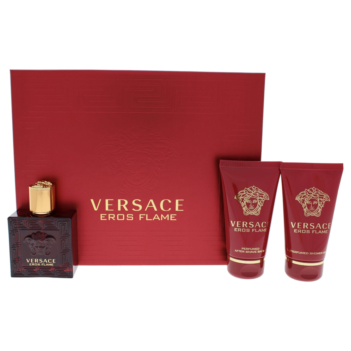 Versace Eros Flame Cologne Gift Set for Men, 3 Pieces