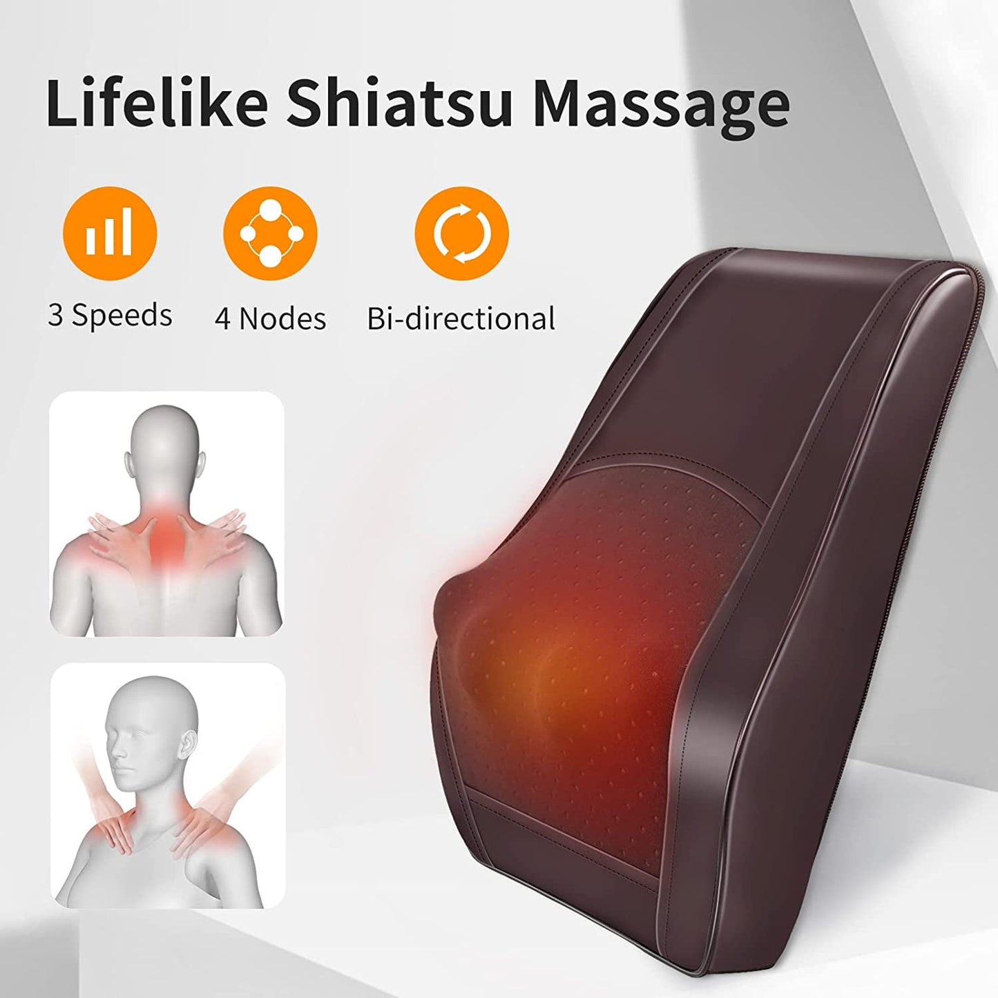 Boriwat Back Massager with Heat, Shiatsu Back and Neck Massager Pillow for Pain Relief, Massagers for Neck and Back, Shoulder, Leg, Perfect Gift for Mom and Dad, Stress Relax at Home Office and Car