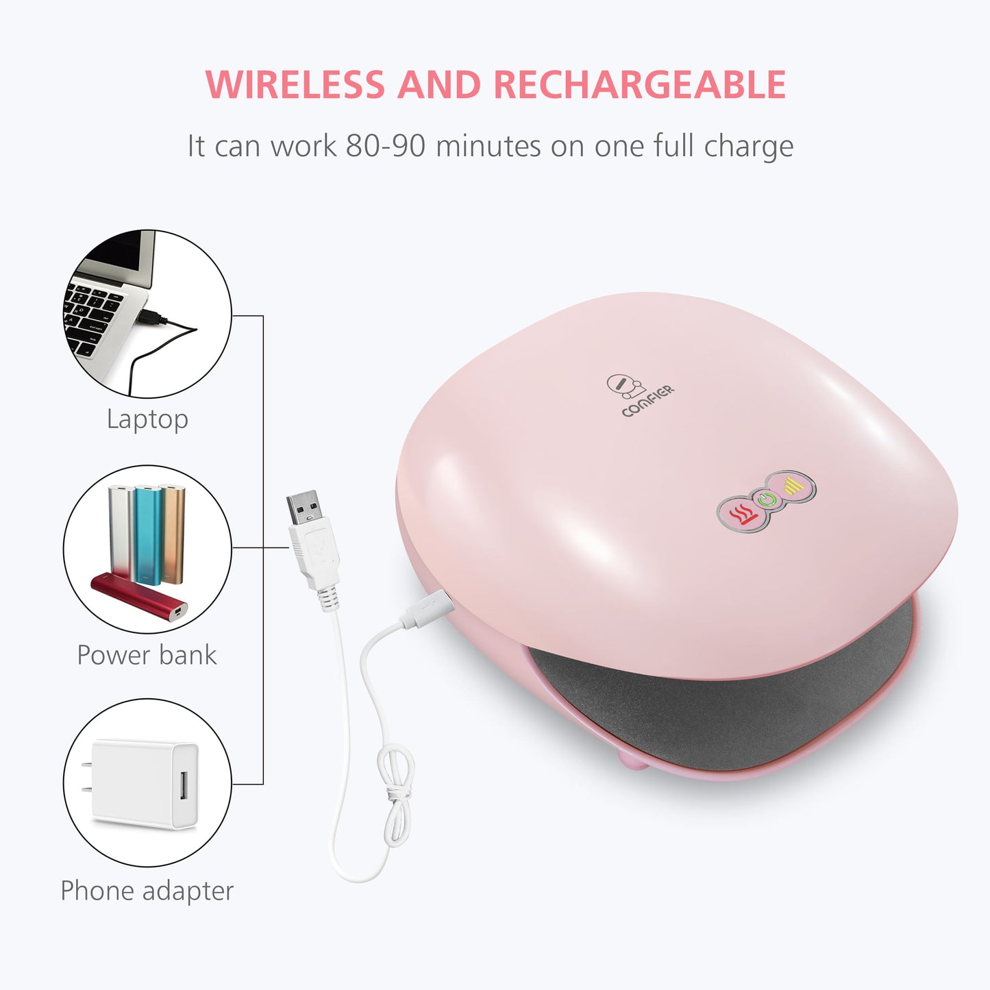 Comfier Hand Finger Massager with Heat Rechargeable Hand Massager Machine with 3 Levels Compression & Heating for Carpal Tunnel