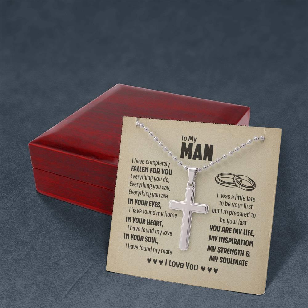 Cross Pendant Necklace, To My Man, Boyfriend Husband Gift, Christmas Gift