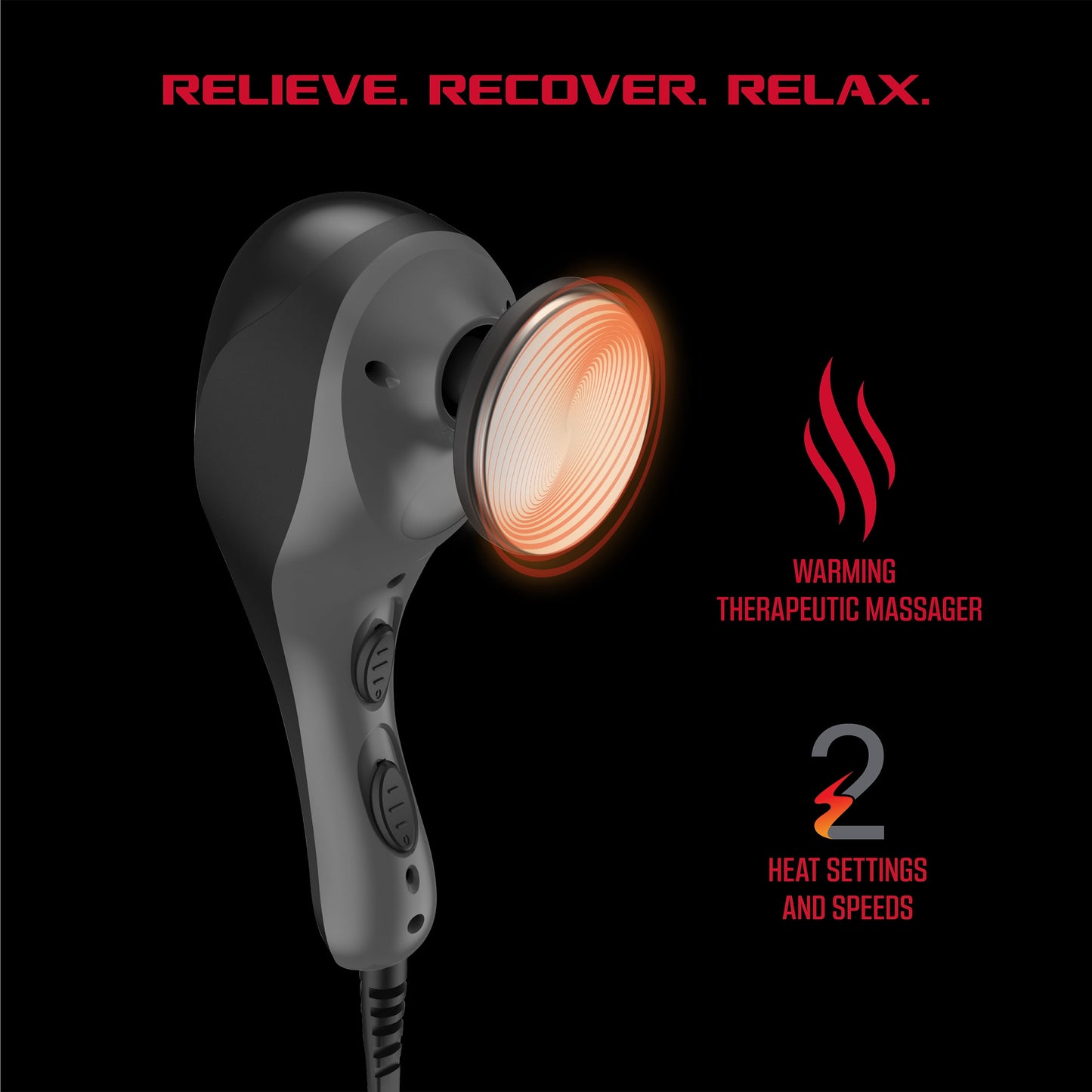 FitRx Heat Therapy Massager, Handheld Massager with Multiple Speeds, Attachments, and Heat Settings