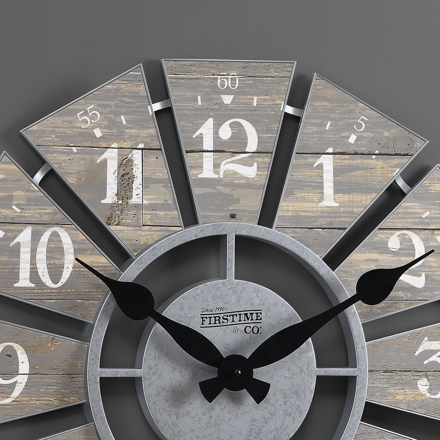 FirsTime & Co. Gray Numeral Windmill Wall Clock, Farmhouse, Analog, 24 x 2 x 24 in