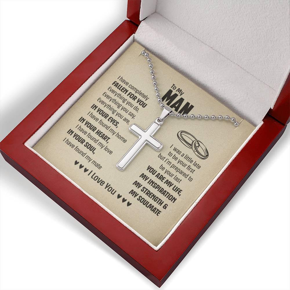 Cross Pendant Necklace, To My Man, Boyfriend Husband Gift, Christmas Gift