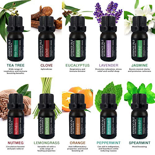 Pure Daily Care - Aromatherapy Diffuser & Essential Oil Set - Ultrasonic Diffuser & Top 10 Oils - Modern Design with Timer & Ambient Lights