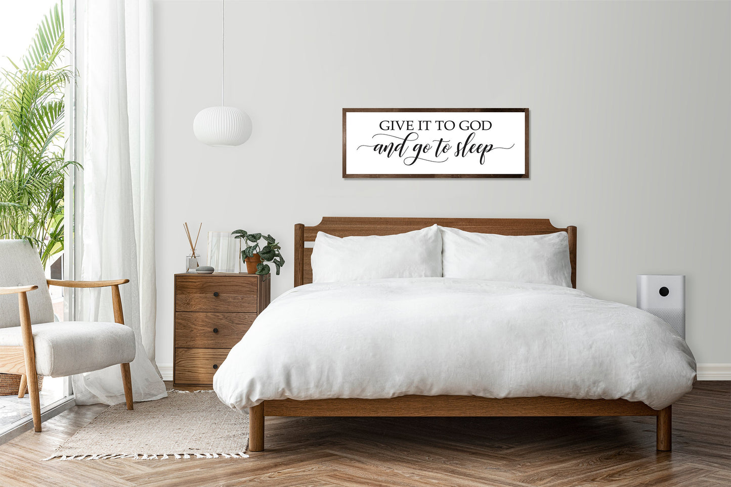 Give it to God and go to Sleep sign-master bedroom