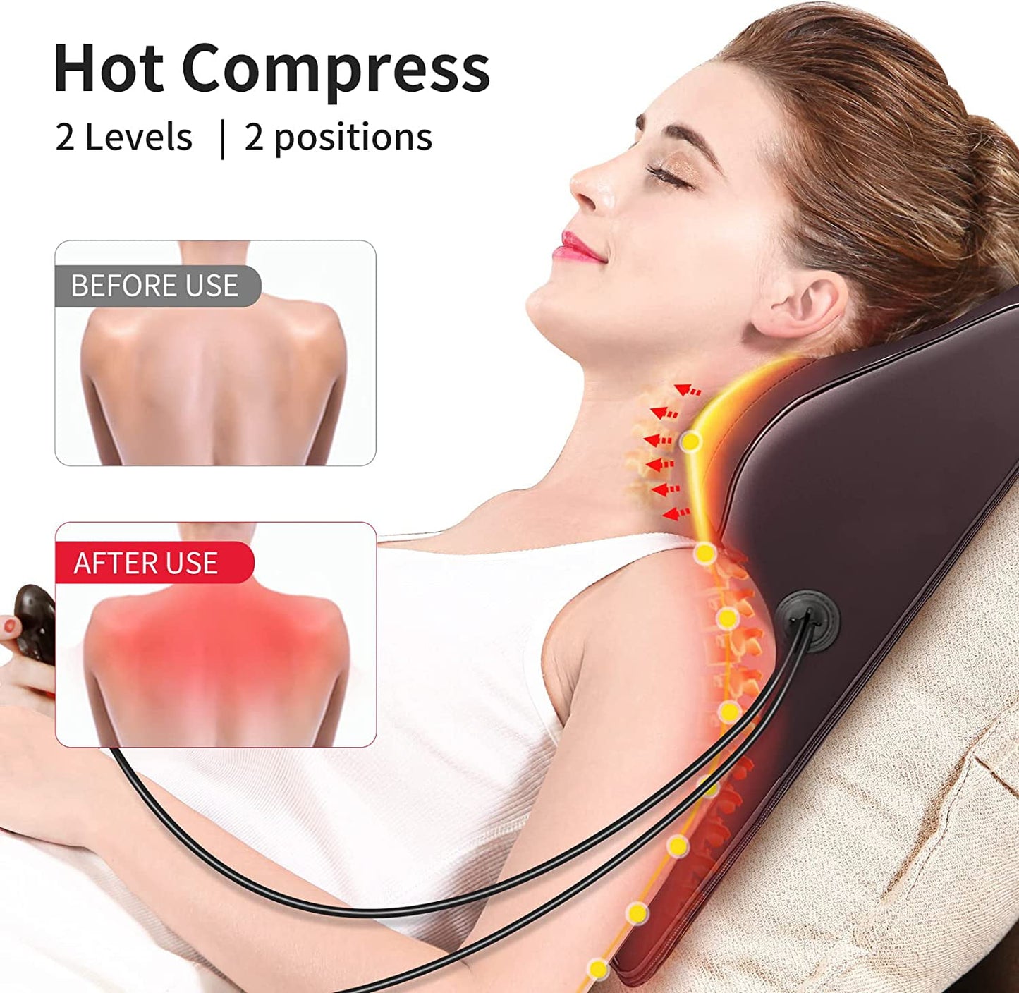 Boriwat Back Massager with Heat, Shiatsu Back and Neck Massager Pillow for Pain Relief, Massagers for Neck and Back, Shoulder, Leg, Perfect Gift for Mom and Dad, Stress Relax at Home Office and Car