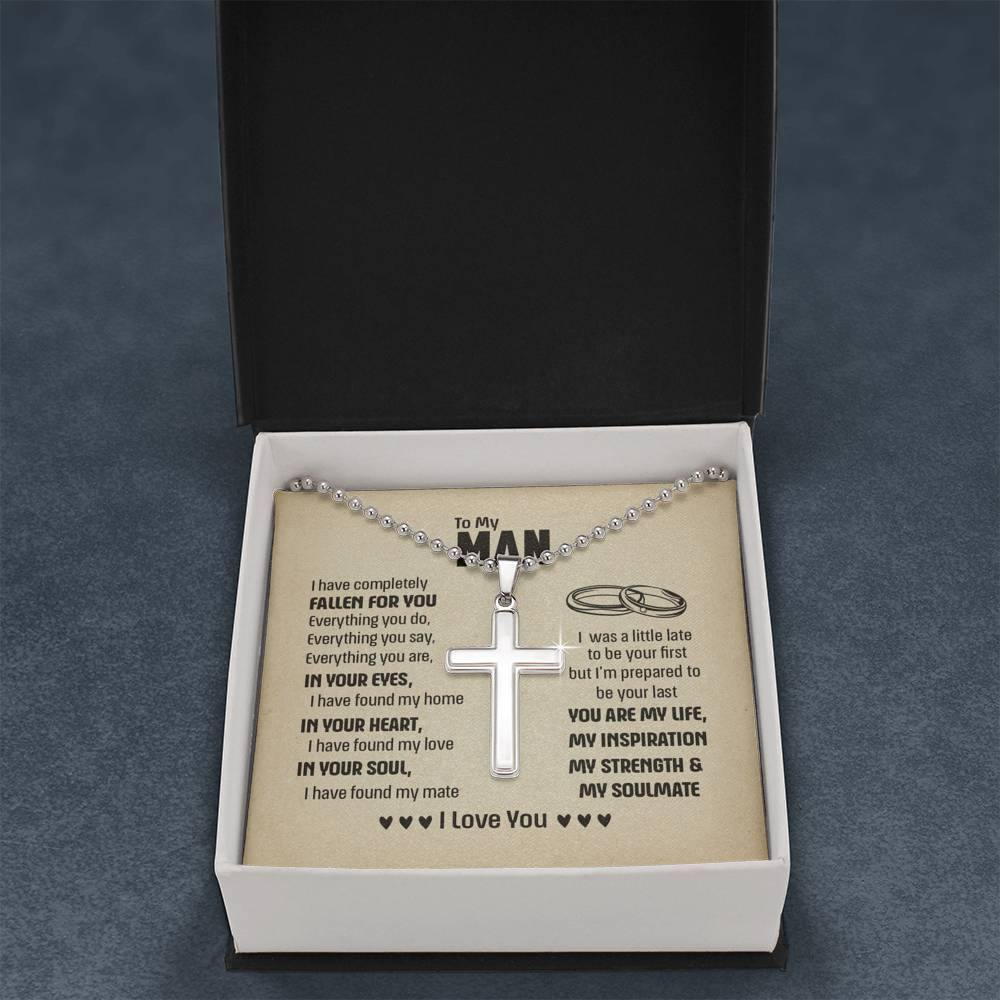 Cross Pendant Necklace, To My Man, Boyfriend Husband Gift, Christmas Gift
