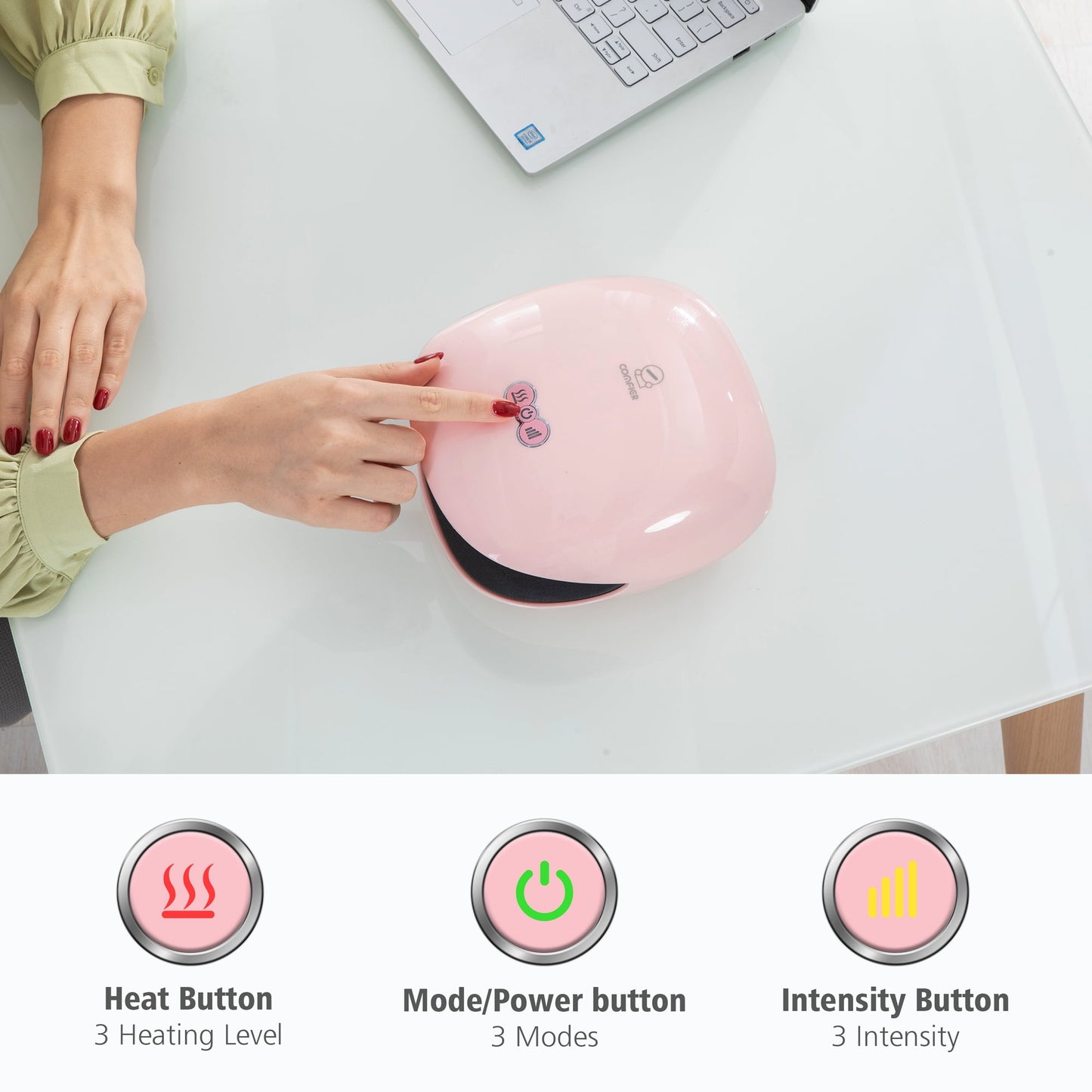 Comfier Hand Finger Massager with Heat Rechargeable Hand Massager Machine with 3 Levels Compression & Heating for Carpal Tunnel