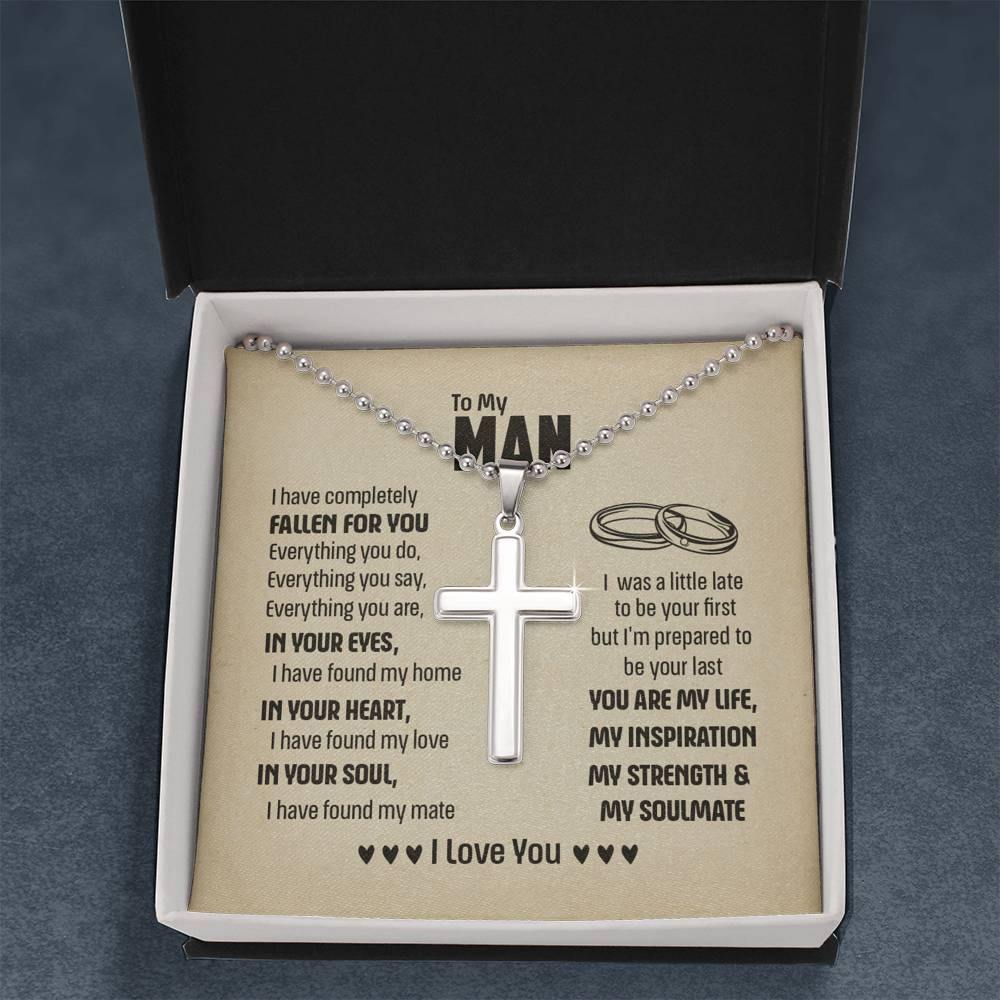 Cross Pendant Necklace, To My Man, Boyfriend Husband Gift, Christmas Gift