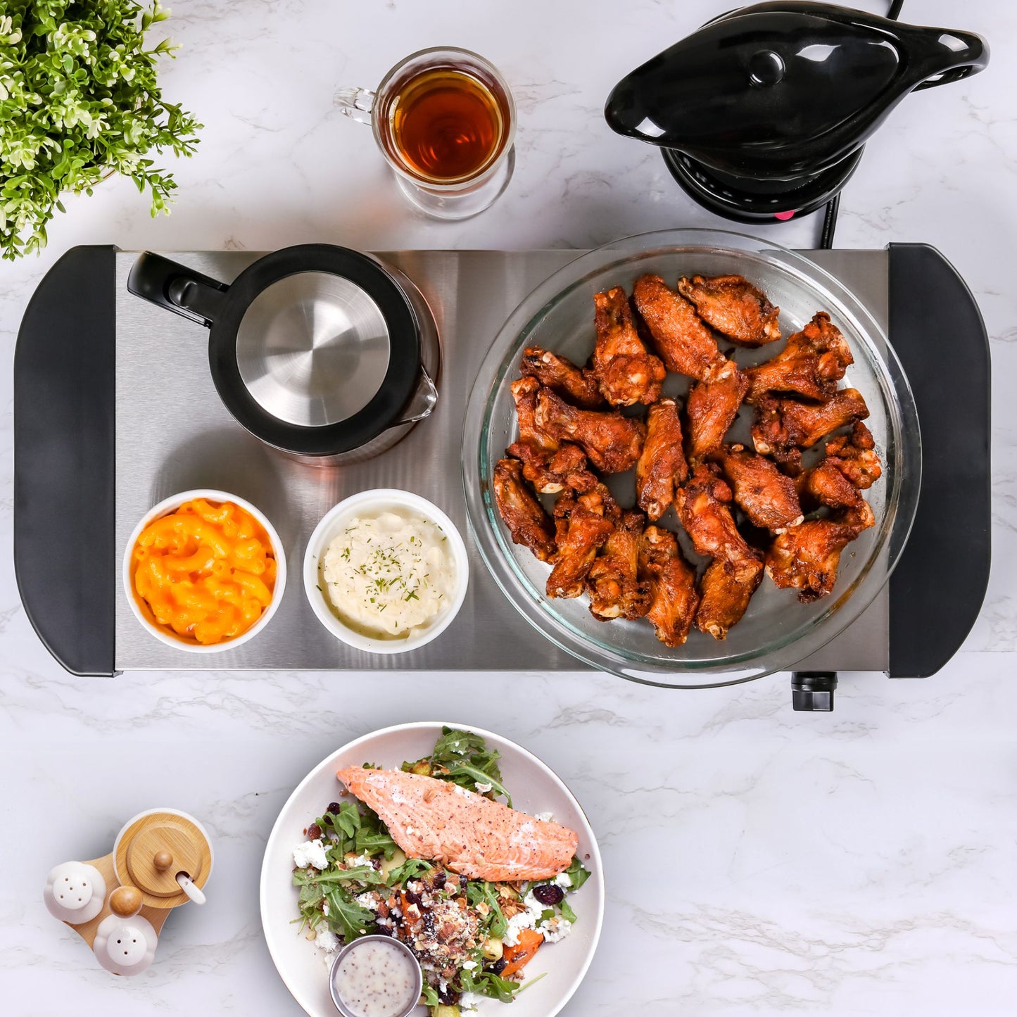 Ovente Electric Food Buffet Warmer, Portable Stainless Steel Warming Tray with Temperature Control, Perfect for Indoor Dinner, Catering, House Parties, Events, Entertaining and Holiday, Silver FW170S