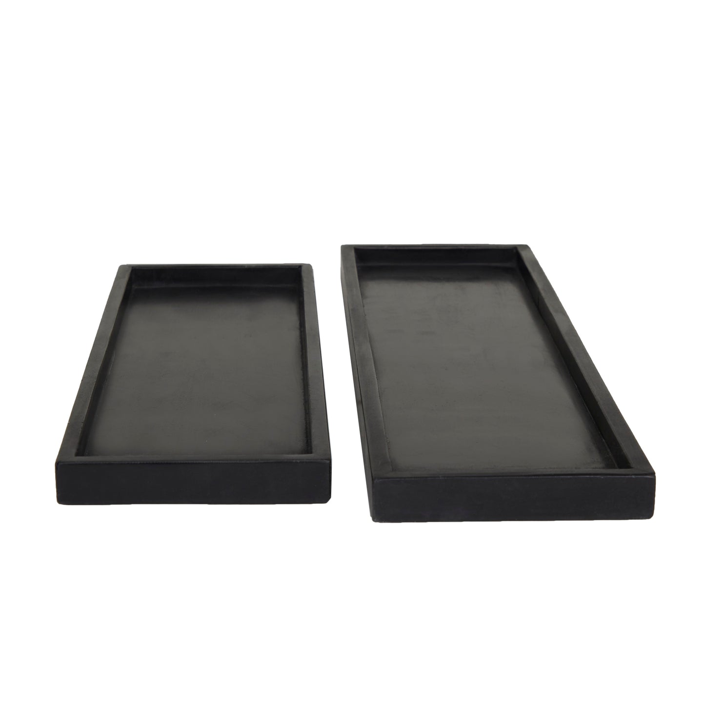 CosmoLiving by Cosmopolitan 7"W, 22"H Marble Modern Tray, Black, 2-Piece