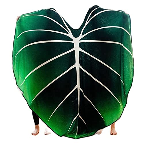 Key Chen Leaf Shaped Blanket Leaf Blanket Shape Flannel Thin Blanket for Adults and Children Plant Lovers, 59in*82in