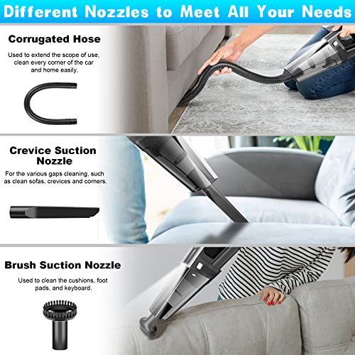 Handheld Vacuum Mini Portable Rechargeable Car Vacuum Cleaner Cordless with 8000PA Powerful Suction for Car Home and Office