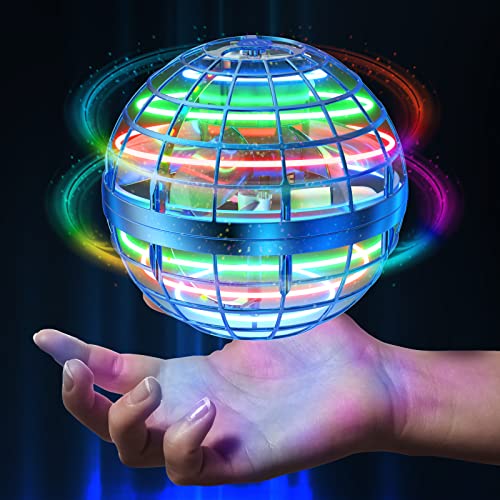 AMERFIST Flying Ball Toys, Hover Orb, 2022 Magic Controller Mini Drone, RGB Lights Spinner 360 Rotating Spinning UFO Safe for Kids Adults(Blue)