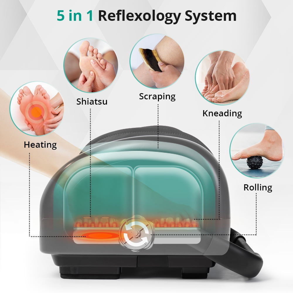Binecer Shiatsu Foot Massager, Foot Massager Machine with Heat and Pressure, 4 Modes & Intensities, Remote Control, Kneading, Rolling, Scraping for Calf, Legs, Arms, Christmas Gifts